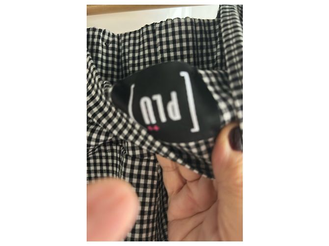 Autre Marque Set Blusa e Pantaloncini a Quadri Bianchi e Neri in Cotone Nero Bianco - vista 5