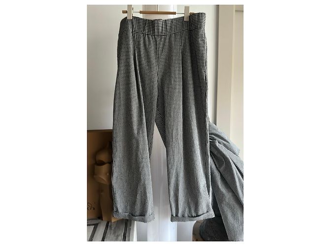 Autre Marque Set Blusa e Pantaloncini a Quadri Bianchi e Neri in Cotone Nero Bianco - vista 6