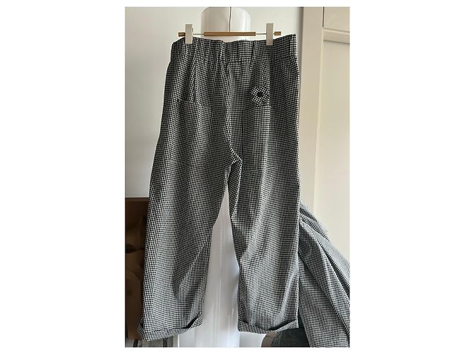 Autre Marque Set Blusa e Pantaloncini a Quadri Bianchi e Neri in Cotone Nero Bianco - vista 8