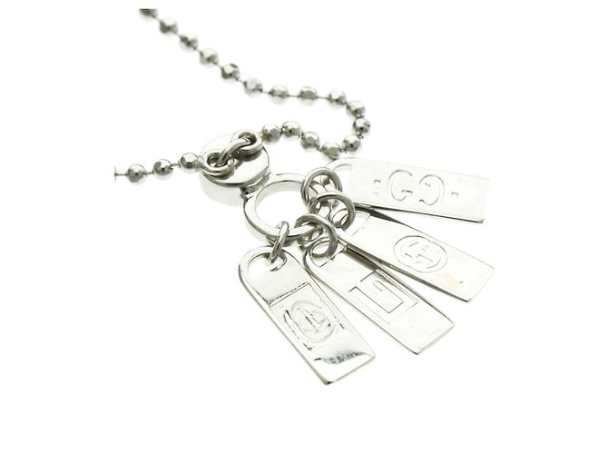 Collana con diamante e targhetta Gucci Argento - vista 10