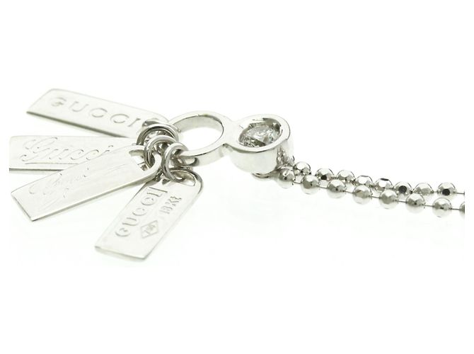 Collana con diamante e targhetta Gucci Argento - vista 3