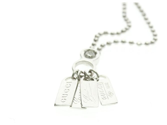 Collana con diamante e targhetta Gucci Argento - vista 4