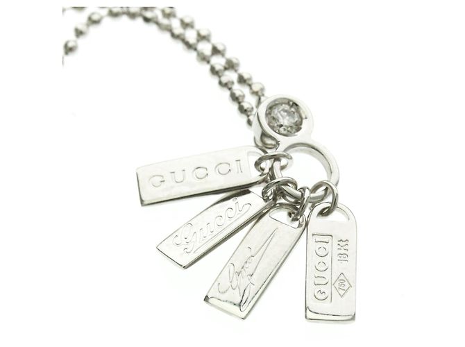 Collana con diamante e targhetta Gucci Argento - vista 8
