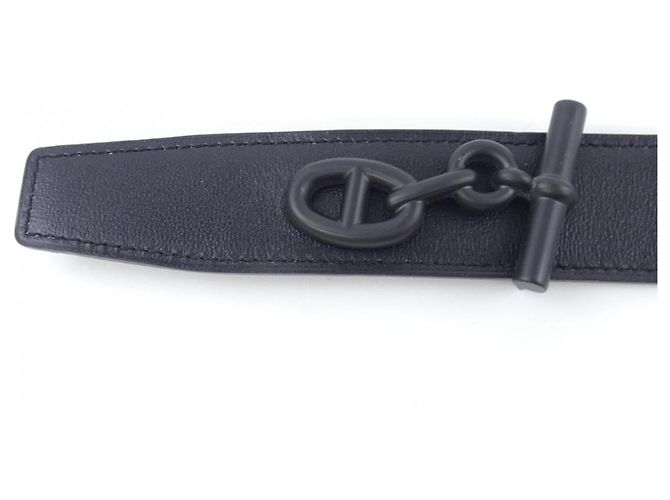 Hermès Yachting 32mm Wendegürtel Schwarz Marineblau - Ansicht 2