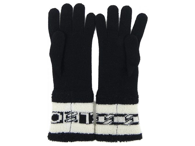 Chanel Cashmere- und Seidengriffe Schwarz Weiß - Ansicht 2