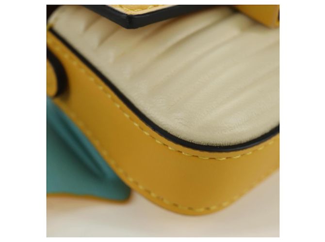 Borsa a secchiello Nano Drago in pelle FENDI x FRGMT x POKMON Gialla Auth 166960SM Argento Giallo - vista 15