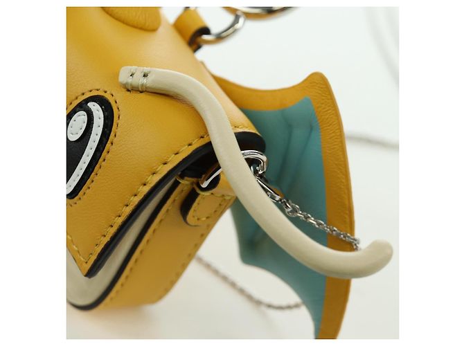 Borsa a secchiello Nano Drago in pelle FENDI x FRGMT x POKMON Gialla Auth 166960SM Argento Giallo - vista 21