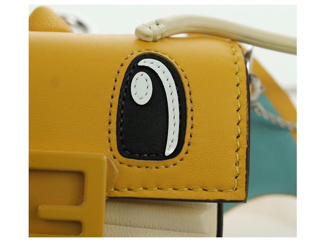 Borsa a secchiello Nano Drago in pelle FENDI x FRGMT x POKMON Gialla Auth 166960SM Argento Giallo - vista 22