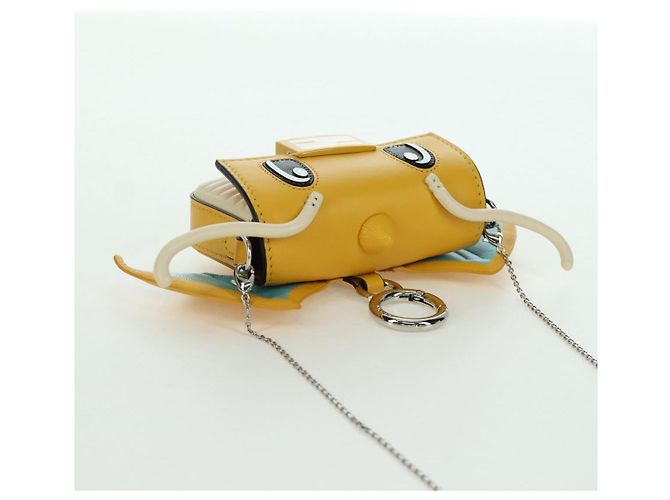 Borsa a secchiello Nano Drago in pelle FENDI x FRGMT x POKMON Gialla Auth 166960SM Argento Giallo - vista 6