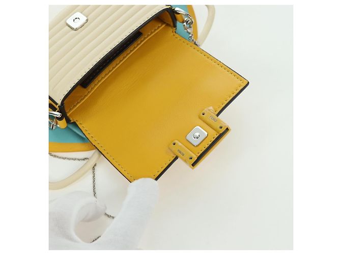 Borsa a secchiello Nano Drago in pelle FENDI x FRGMT x POKMON Gialla Auth 166960SM Argento Giallo - vista 9