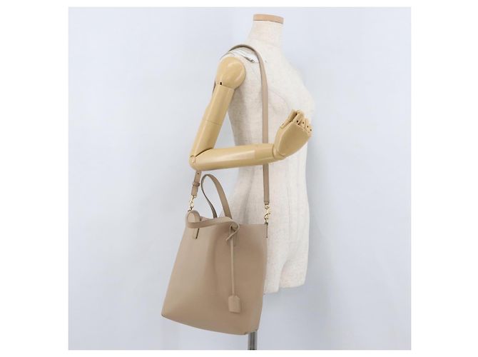 Saint Laurent Tote Bag aus Leder 2 in 1 beige gold Auth BA10070 Golden - Ansicht 22
