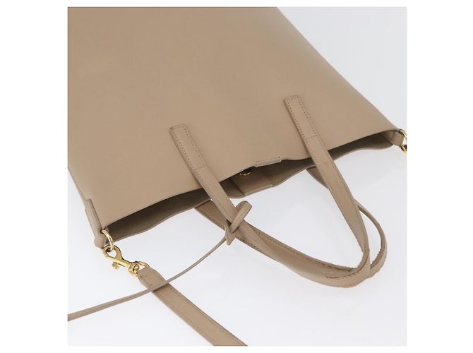 Saint Laurent Tote Bag aus Leder 2 in 1 beige gold Auth BA10070 Golden - Ansicht 6