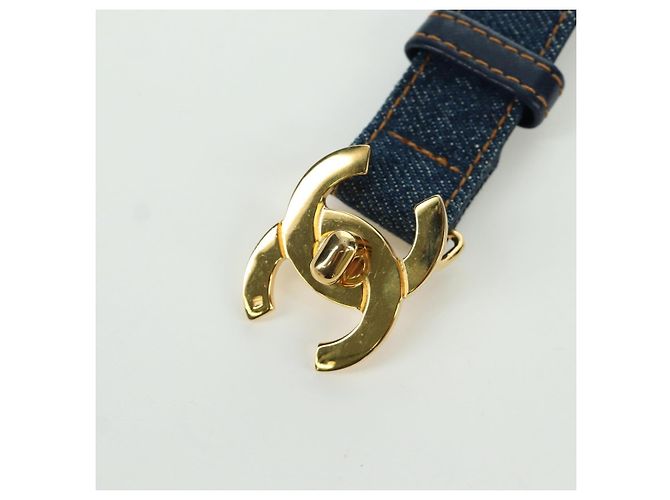Cintura in denim CHANEL COCO Mark 29,9"" Blu CC Auth LNZ132M - vista 7