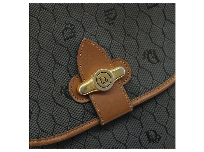 Borsa a spalla in tela a nido d'ape Christian Dior nera e oro Auth 173449 Nero D'oro - vista 17