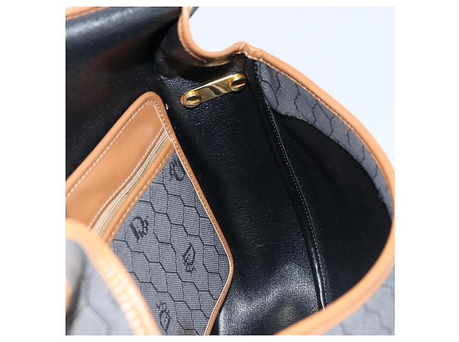 Borsa a spalla in tela a nido d'ape Christian Dior nera e oro Auth 173449 Nero D'oro - vista 18