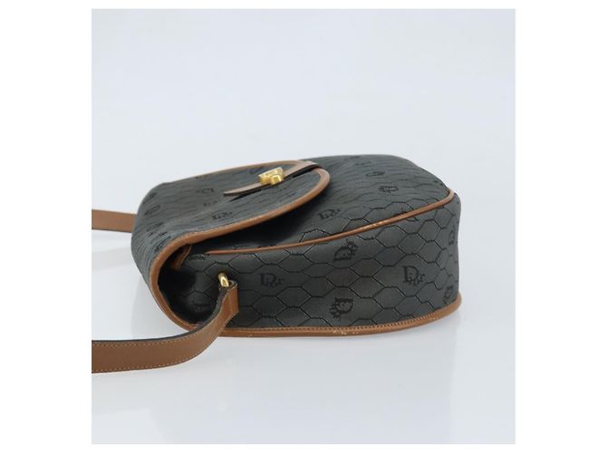 Borsa a spalla in tela a nido d'ape Christian Dior nera e oro Auth 173449 Nero D'oro - vista 4