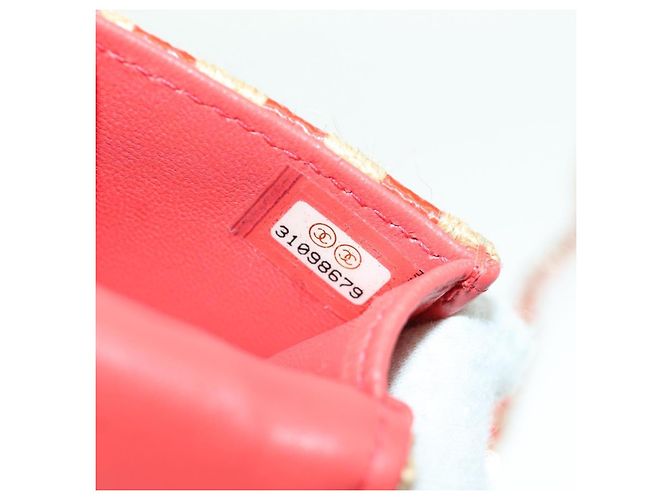 Custodia per AirPods CHANEL in rafia rossa e oro CC Auth 165839SAM Rosso D'oro - vista 11