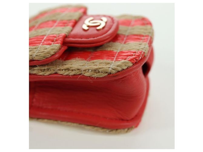 Custodia per AirPods CHANEL in rafia rossa e oro CC Auth 165839SAM Rosso D'oro - vista 15