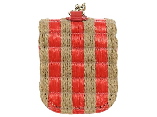 Custodia per AirPods CHANEL in rafia rossa e oro CC Auth 165839SAM Rosso D'oro - vista 2