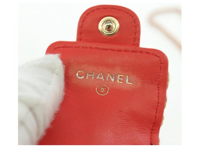 Custodia per AirPods CHANEL in rafia rossa e oro CC Auth 165839SAM Rosso D'oro - vista 20