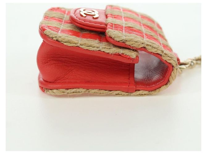 Custodia per AirPods CHANEL in rafia rossa e oro CC Auth 165839SAM Rosso D'oro - vista 4