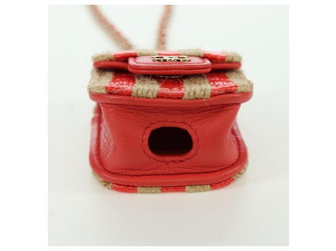 Custodia per AirPods CHANEL in rafia rossa e oro CC Auth 165839SAM Rosso D'oro - vista 5