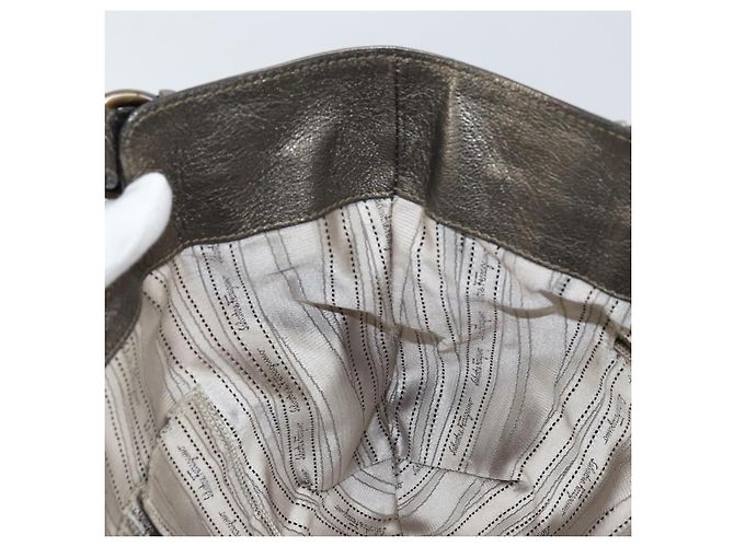 Borsa a mano in pelle Gancini Salvatore Ferragamo oro Auth LNZ099 - vista 19