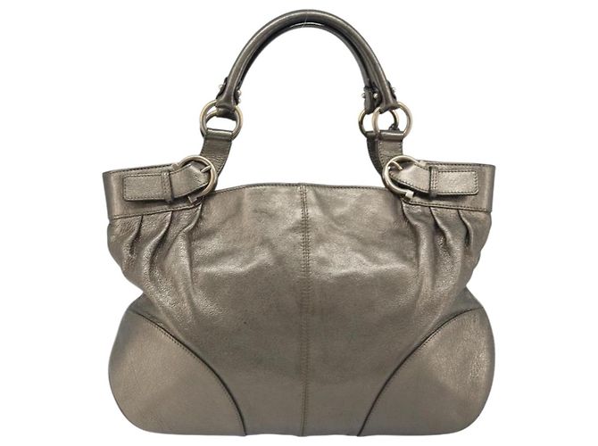 Borsa a mano in pelle Gancini Salvatore Ferragamo oro Auth LNZ099 - vista 2