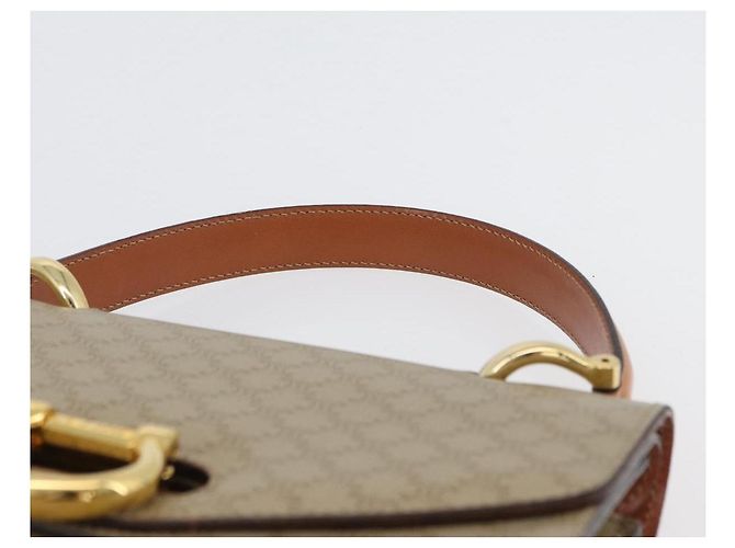 Céline Borsa a mano in tela Macadam CELINE PVC beige oro Auth mr2012 D'oro - vista 14