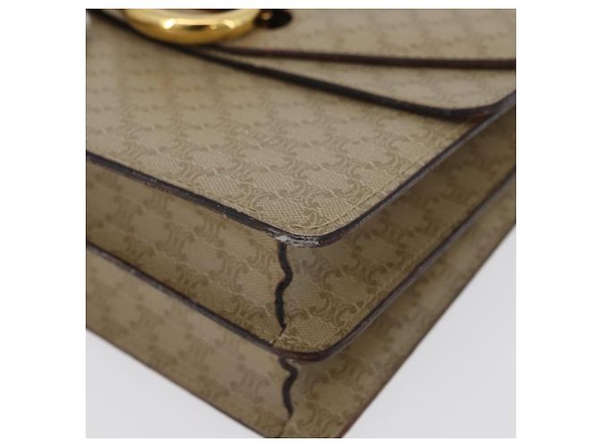 Céline Borsa a mano in tela Macadam CELINE PVC beige oro Auth mr2012 D'oro - vista 15