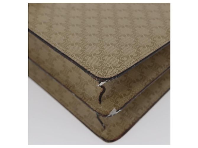 Céline Borsa a mano in tela Macadam CELINE PVC beige oro Auth mr2012 D'oro - vista 17