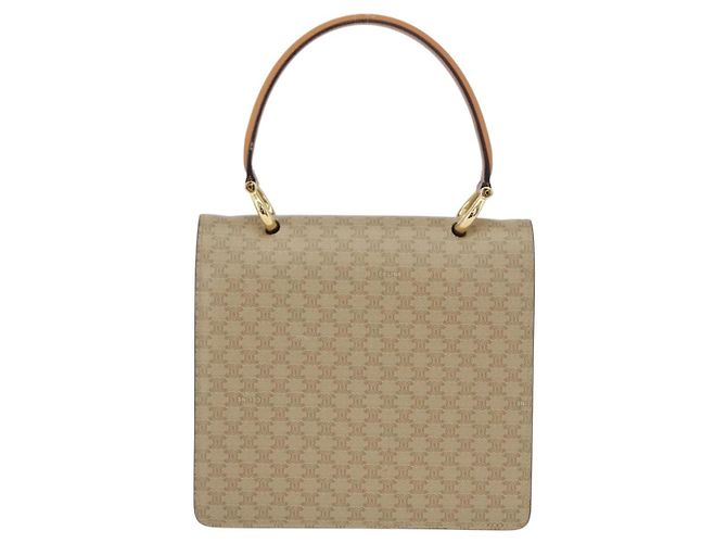Céline Borsa a mano in tela Macadam CELINE PVC beige oro Auth mr2012 D'oro - vista 2