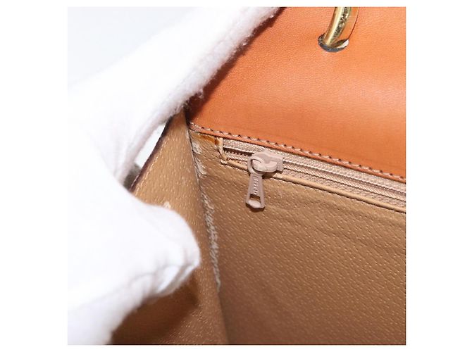 Céline Borsa a mano in tela Macadam CELINE PVC beige oro Auth mr2012 D'oro - vista 26
