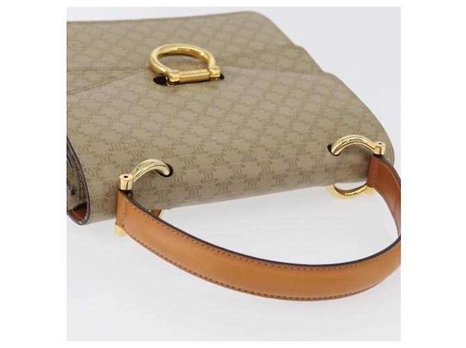 Céline Borsa a mano in tela Macadam CELINE PVC beige oro Auth mr2012 D'oro - vista 6