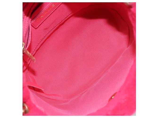 CHANEL Sac à épaule matelassé chaîne en fourrure rose or CC Auth LNZ158SM Doré - vue 10