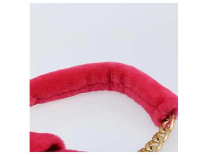 CHANEL Sac à épaule matelassé chaîne en fourrure rose or CC Auth LNZ158SM Doré - vue 14