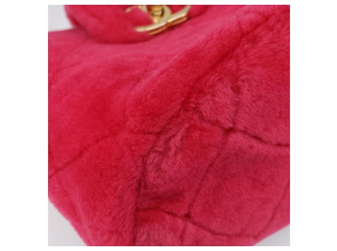 CHANEL Sac à épaule matelassé chaîne en fourrure rose or CC Auth LNZ158SM Doré - vue 15