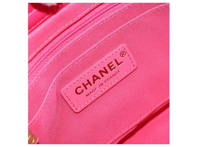 CHANEL Sac à épaule matelassé chaîne en fourrure rose or CC Auth LNZ158SM Doré - vue 19