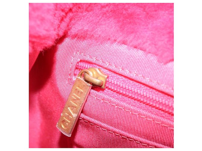 CHANEL Sac à épaule matelassé chaîne en fourrure rose or CC Auth LNZ158SM Doré - vue 22