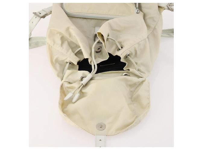 PRADA Backpack Nylon Beige Silver Auth bs33075 Silvery - view 10