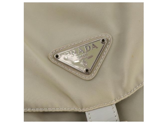 PRADA Backpack Nylon Beige Silver Auth bs33075 Silvery - view 19