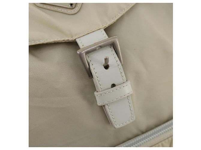 PRADA Backpack Nylon Beige Silver Auth bs33075 Silvery - view 20