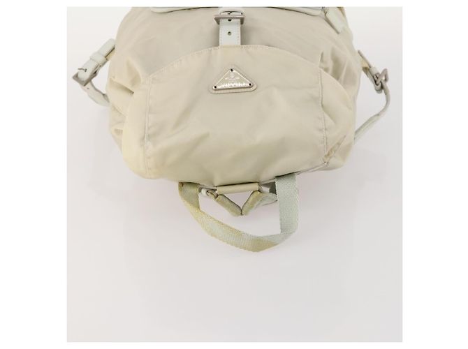 PRADA Backpack Nylon Beige Silver Auth bs33075 Silvery - view 6