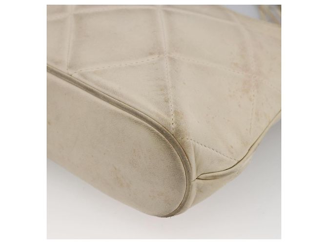 CHANEL Borsa a Spalla Matelassé in Pelle di Agnello Avorio Oro CC Auth LNZ015A D'oro Crudo - vista 15