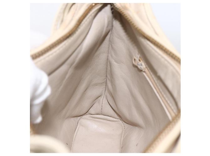 CHANEL Borsa a Spalla Matelassé in Pelle di Agnello Avorio Oro CC Auth LNZ015A D'oro Crudo - vista 21