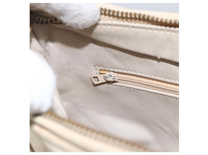CHANEL Borsa a Spalla Matelassé in Pelle di Agnello Avorio Oro CC Auth LNZ015A D'oro Crudo - vista 22