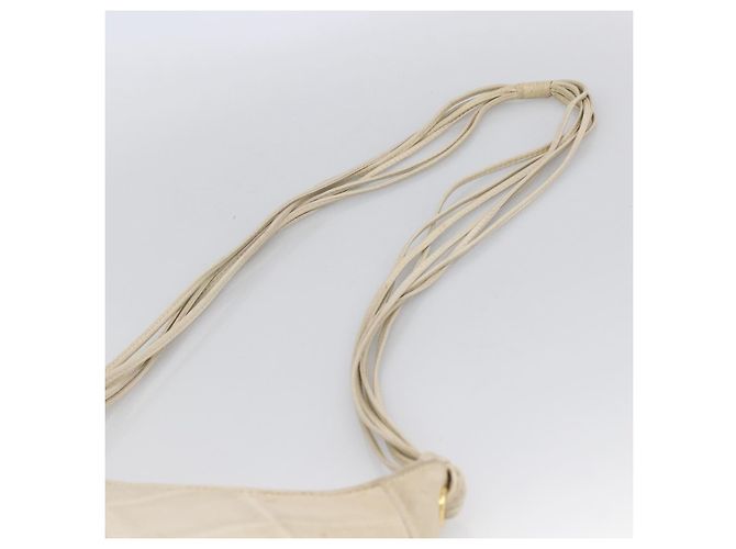 CHANEL Borsa a Spalla Matelassé in Pelle di Agnello Avorio Oro CC Auth LNZ015A D'oro Crudo - vista 8