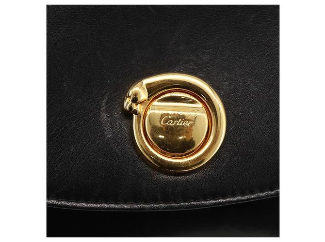 Borsa Clutch in Pelle Cartier Nera Oro Auth bs33557 Nero D'oro - vista 8