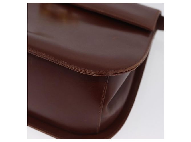 Bolso de Hombro Gancini de Cuero Marrón Dorado Auth 173491 de Salvatore Ferragamo - vista 15