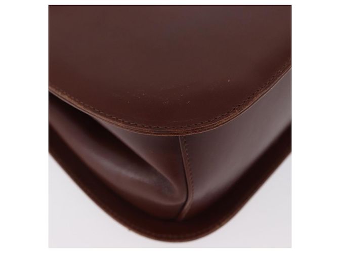 Bolso de Hombro Gancini de Cuero Marrón Dorado Auth 173491 de Salvatore Ferragamo - vista 16